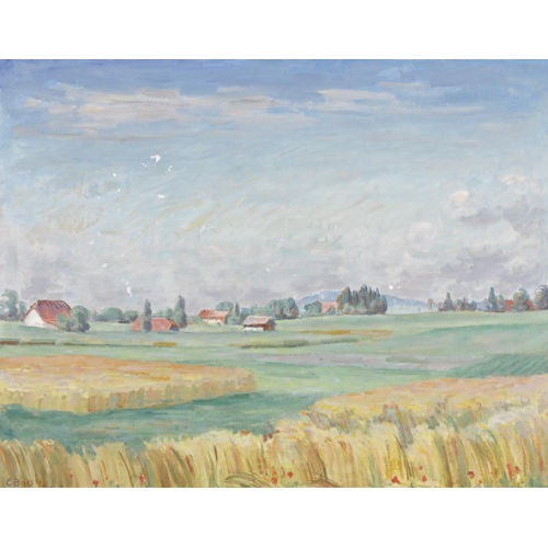 EDUARD BOSS : Sommerliche Feldlandschaft mit Bauernh�usern (DOBIASCHOFSKY AUKTIONEN AG)