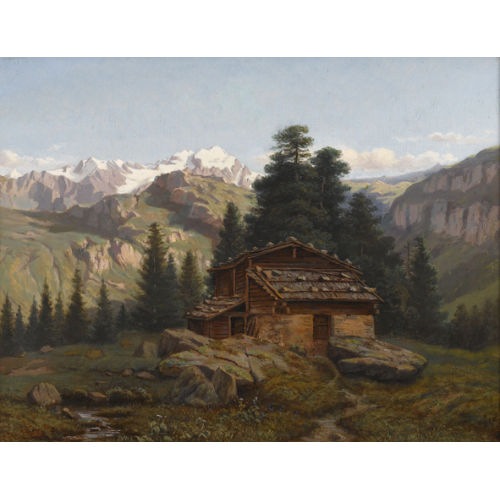 JEAN PHILIPPE GEORGE-JULLIARD : Alpenlandschaft mit Holzh�tte (DOBIASCHOFSKY AUKTIONEN AG)