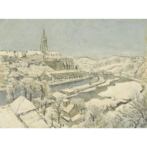 VICTOR SURBEK : Blick auf die verschneite Berner Altstadt (DOBIASCHOFSKY AUKTIONEN AG)