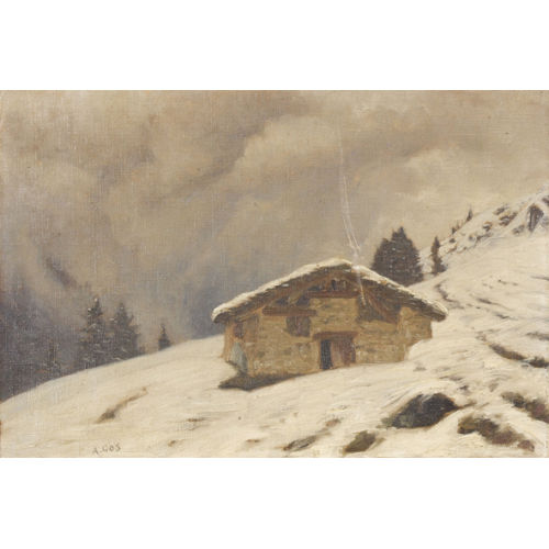 ALBERT HENRY JOHN GOS : Winterliche Landschaft mit Chalet (DOBIASCHOFSKY AUKTIONEN AG)