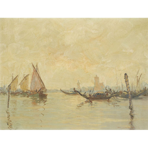 SIMON KRAMER : Segelboote und Gondeln in der Lagune von Venedig (DOBIASCHOFSKY AUKTIONEN AG)