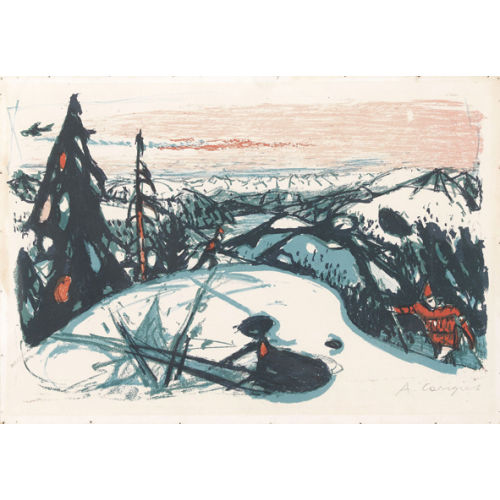 ALOIS CARIGIET : Weite winterliche Landschaft (DOBIASCHOFSKY AUKTIONEN AG)