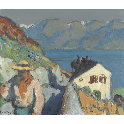 FRED STAUFFER : Weinbergpartie im Lavaux oberhalb des Genfersees (DOBIASCHOFSKY AUKTIONEN AG)