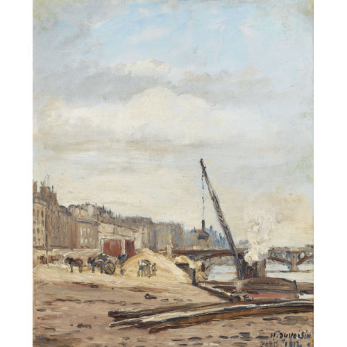 HENRI-GUSTAVE DUVOISIN : Uferpartie an der Seine mit Pont du Carrousel (DOBIASCHOFSKY AUKTIONEN AG)