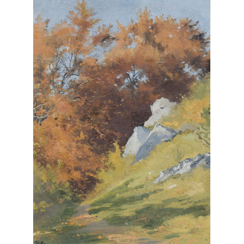 AUGUSTE BACHELIN : Herbstliche Wegpartie (DOBIASCHOFSKY AUKTIONEN AG)