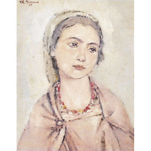 CHARLES PAUL REYNOLD BARRAUD : Bildnis einer jungen Frau mit Kopftuch (DOBIASCHOFSKY AUKTIONEN AG)