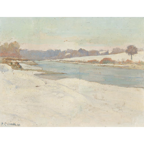 PLINIO COLOMBI : Winterliche Partie an der Aare (DOBIASCHOFSKY AUKTIONEN AG)