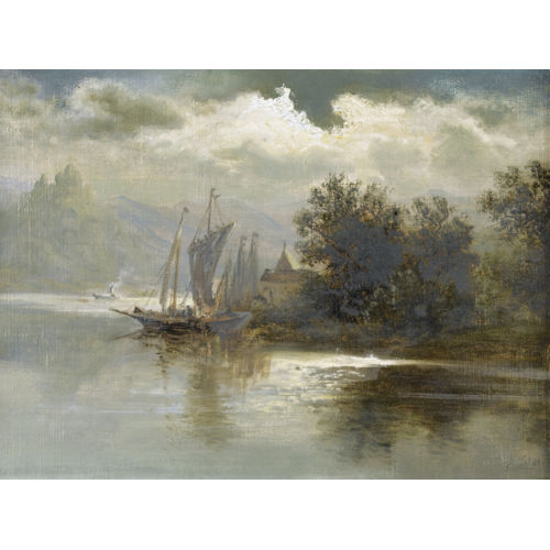 ALOIS TOLDT : Seelandschaft im Gebirge mit Segelboot (DOBIASCHOFSKY AUKTIONEN AG)