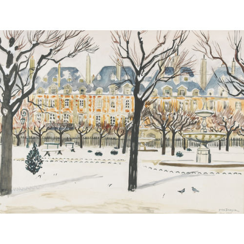 YVES BRAYER : Winterliche Ansicht der Place des Vosges (DOBIASCHOFSKY AUKTIONEN AG)