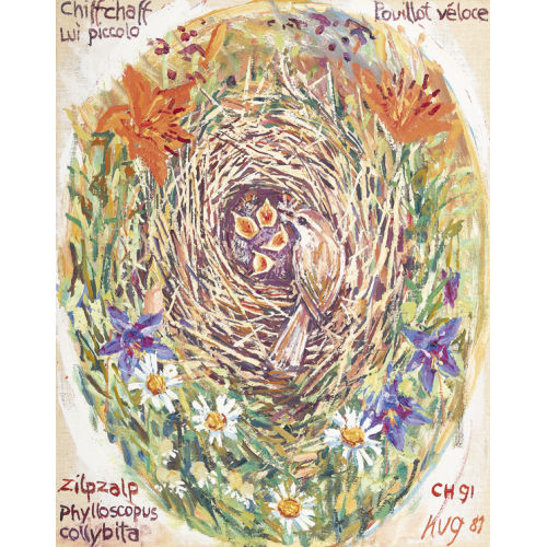FRITZ HUG : Buntes Nest mit Zilpzalp (DOBIASCHOFSKY AUKTIONEN AG)