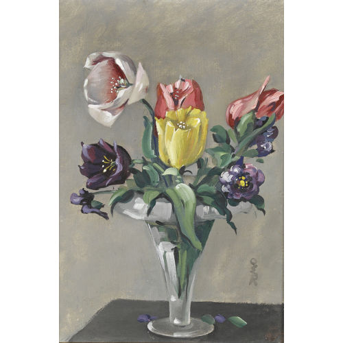 OTTILIE WILHELMINE ROEDERSTEIN : Stillleben mit Tulpen in einer Glasvase (DOBIASCHOFSKY AUKTIONEN AG)