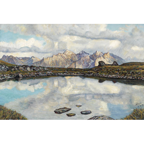 OSCAR NUSSIO : Sommerlicher See im Gebirge (DOBIASCHOFSKY AUKTIONEN AG)