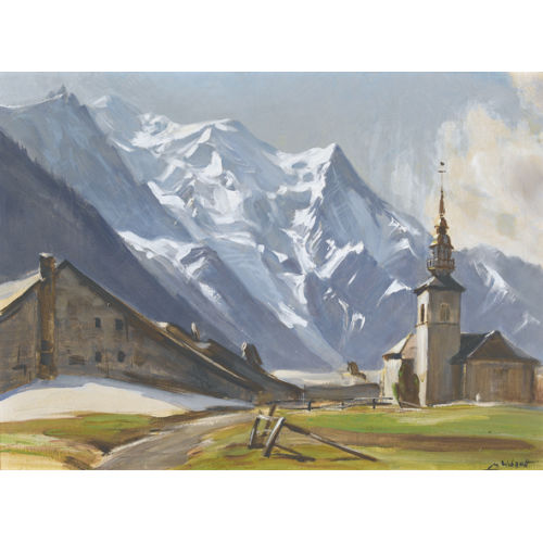 MARCEL WIBAULT : Gebirgsdorf mit Kirche (DOBIASCHOFSKY AUKTIONEN AG)