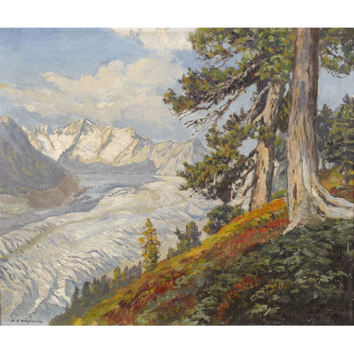 HENRI EDOUARD HUGUENIN-VIRCHAUX : 'Motif de la For�t et du Glacier d′Aletsch' (DOBIASCHOFSKY AUKTIONEN AG)