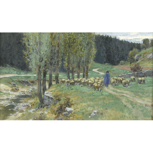 PAUL HEY : Abendliche Landschaft mit Sch�fer und seiner Herde (DOBIASCHOFSKY AUKTIONEN AG)