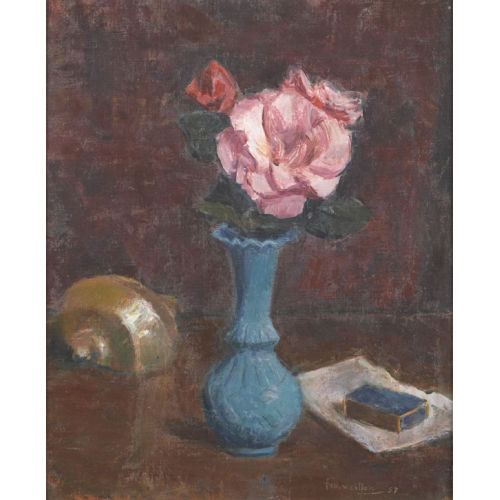 RENE FRANCILLON : Stillleben mit Rose, Muschel und Streichh�lzern (DOBIASCHOFSKY AUKTIONEN AG)