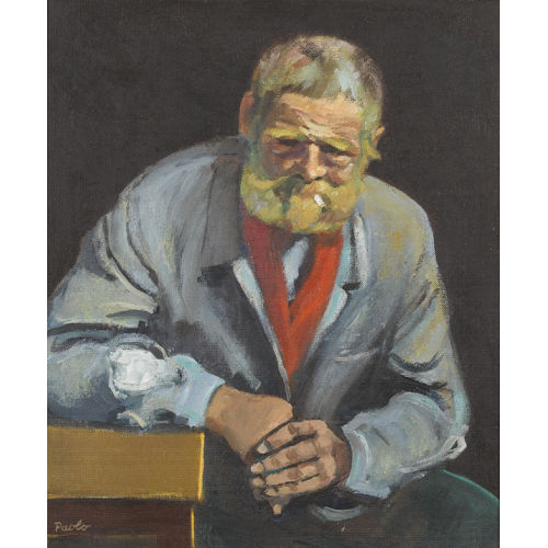 PAUL JAKOB) PAOLO (EIGTL. M�LLER : Sitzender b�rtiger Mann beim Rauchen (DOBIASCHOFSKY AUKTIONEN AG)