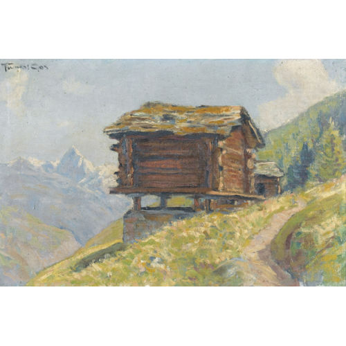 FRAN�OIS GOS : 'Chalet pr�s de Gr�chen et le Bietschhorn' (DOBIASCHOFSKY AUKTIONEN AG)