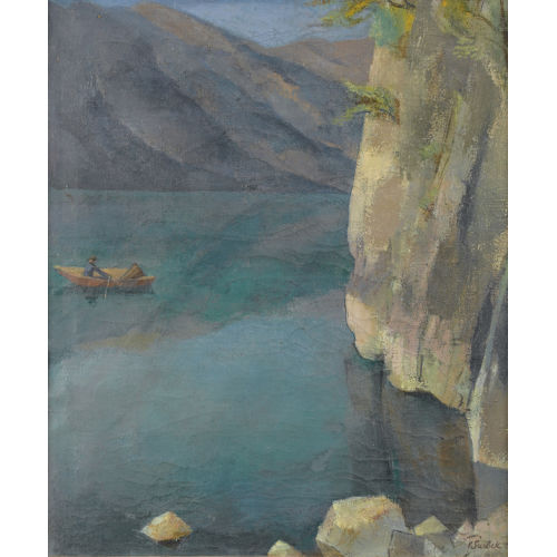 VICTOR SURBEK : Steile Seeuferparte mit Ruderboot (DOBIASCHOFSKY AUKTIONEN AG)