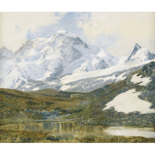 JANUS ANDREAS BARTHOLIN LA COUR : Schwarzsee mit Kapelle und Breithorn oberhalb von Zermatt (DOBIASCHOFSKY AUKTIONEN AG)