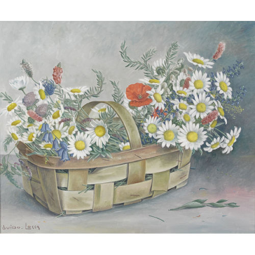 GUIDO LOCCA : Stillleben mit Blumen in Weidenkorb (DOBIASCHOFSKY AUKTIONEN AG)