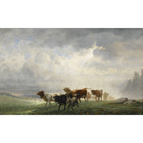 EDOUARD JEANMAIRE : 'Vaches chass�es par l′orage' (DOBIASCHOFSKY AUKTIONEN AG)