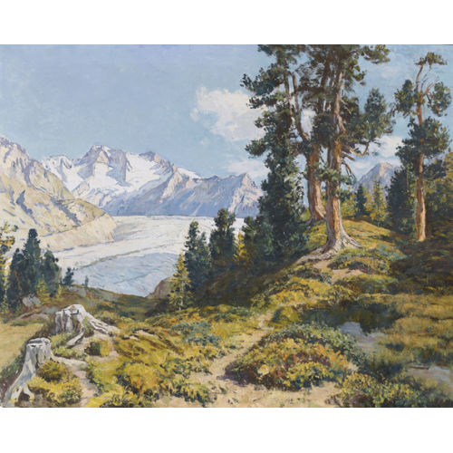 HENRI EDOUARD HUGUENIN-VIRCHAUX : 'Motif de la For�t et du Glacier d′Aletsch' (DOBIASCHOFSKY AUKTIONEN AG)