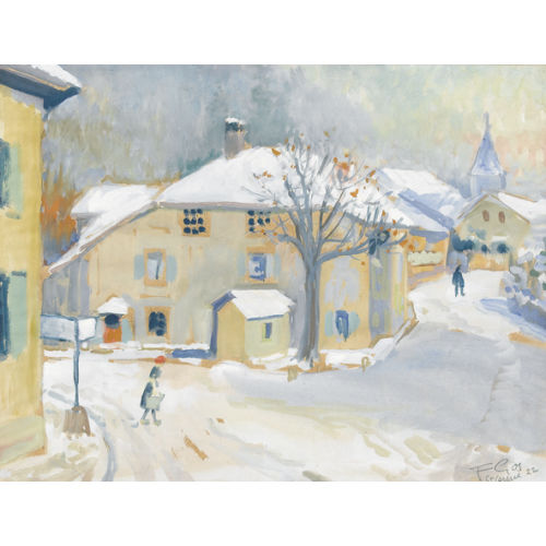 FRAN�OIS GOS : Winterliche Ansicht von Saint-Cergue (DOBIASCHOFSKY AUKTIONEN AG)
