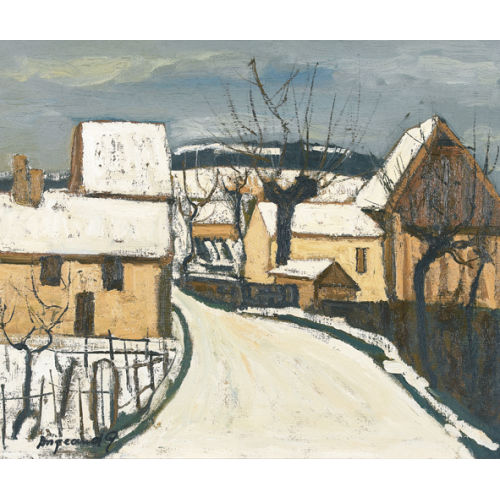 GEORGES BORGEAUD : Dorfstrasse im Winter (DOBIASCHOFSKY AUKTIONEN AG)