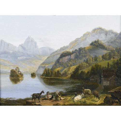 JOHANN JAKOB BIEDERMANN : 'Ile de Schwanau dans le lac de Lauertz' (DOBIASCHOFSKY AUKTIONEN AG)