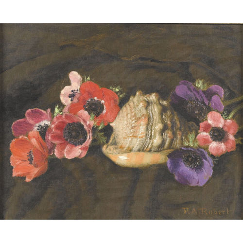 PAUL ANDRE FELIX ROBERT : Nature morte avec fleurs et coquillage (DOBIASCHOFSKY AUKTIONEN AG)