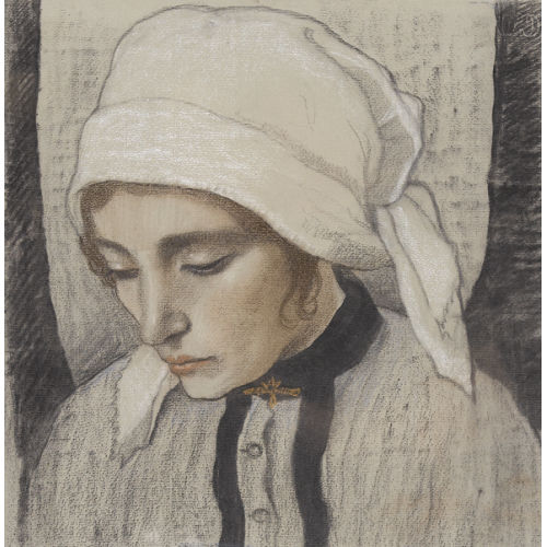 CHARLES CLOS OLSOMMER : Jeune femme pensive (DOBIASCHOFSKY AUKTIONEN AG)