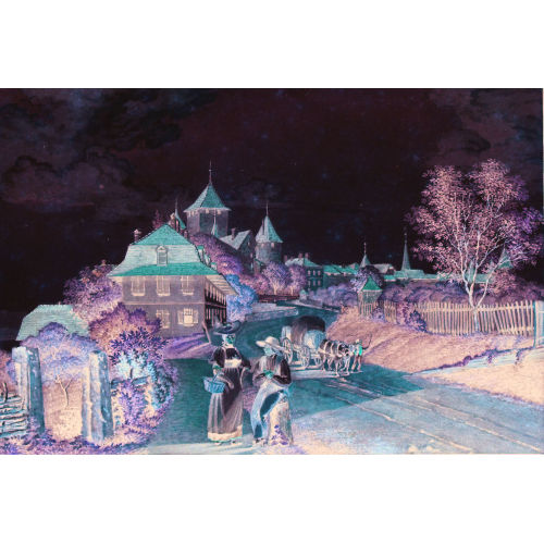 EDUARD KINKELIN : Anstieg zum Schloss Murten mit Trachtenpaar und Gespann (DOBIASCHOFSKY AUKTIONEN AG)