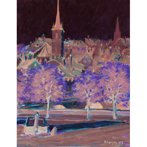 AUGUST HERZOG : Blick auf die Nydeggkirche und die Altstadt von Bern (DOBIASCHOFSKY AUKTIONEN AG)