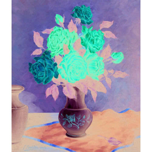 FRANZ FIECHTER : Stillleben mit Rosen in einer weissen Vase (DOBIASCHOFSKY AUKTIONEN AG)