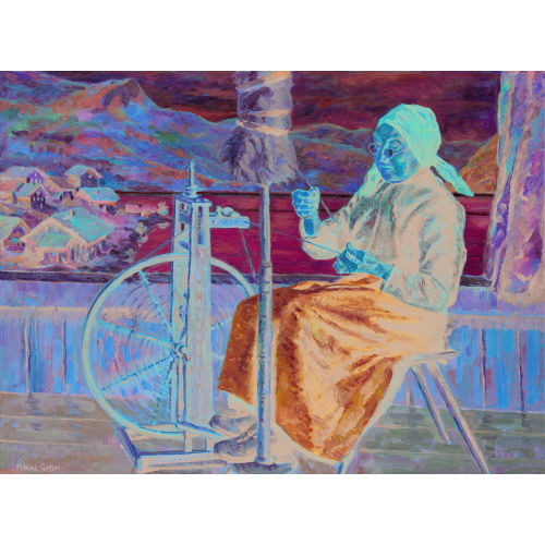 FRANZ GEHRI : Ausblick auf den Brienzersee mit Spinnerin (DOBIASCHOFSKY AUKTIONEN AG)