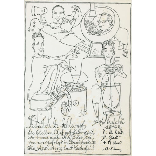 ALBERT) LINDI (EIGTL. LINDEGGER : 'Neujahr 1962, Lieber Herr Schlumpf...' (DOBIASCHOFSKY AUKTIONEN AG)