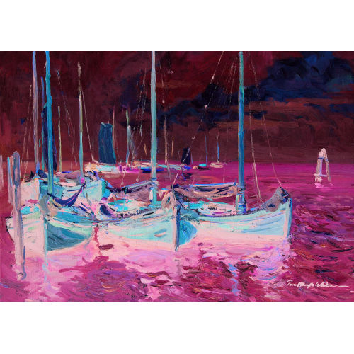 PAUL ERNST WILKE : Vert�ute Segelboote auf ruhigem Wasser (DOBIASCHOFSKY AUKTIONEN AG)