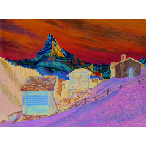WALDEMAR THEOPHIL FINK : 'Fr�hmorgen in Findelen, Zermatt, mit Matterhorn' (DOBIASCHOFSKY AUKTIONEN AG)