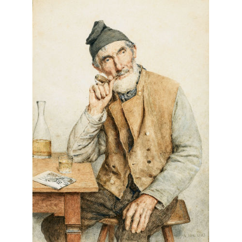 ALBERT ANKER : Sitzender Bauer mit Pfeife (DOBIASCHOFSKY AUKTIONEN AG)