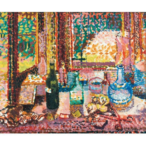 SERGE BRIGNONI : Sommerliches Stillleben mit Gl�sern im K�nstleratelier (DOBIASCHOFSKY AUKTIONEN AG)
