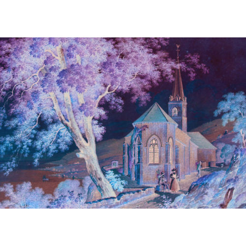 CHRISTIAN GOTTLIEB (GEN. THEOPHILE) STEINLEN : Kirche bei Montreux mit Blick auf den See (DOBIASCHOFSKY AUKTIONEN AG)