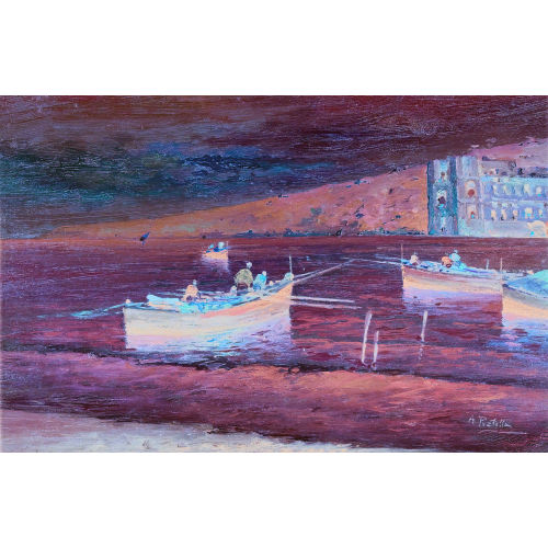 ATTILIO PRATELLA : Golf von Neapel mit Palazzo Donn′Anna (DOBIASCHOFSKY AUKTIONEN AG)
