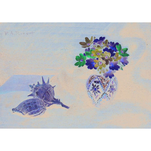 PAUL ANDRE FELIX ROBERT : Stillleben mit Blumen und Muscheln (DOBIASCHOFSKY AUKTIONEN AG)
