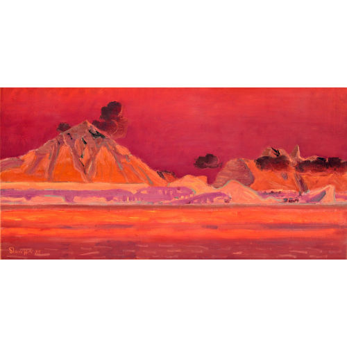 FRED STAUFFER : Sommeransicht des Thunersees mit Niesen und Stockhornkette (DOBIASCHOFSKY AUKTIONEN AG)