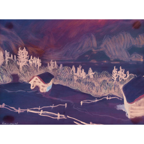 FRED STAUFFER : Verschneite Berglandschaft mit H�tte (DOBIASCHOFSKY AUKTIONEN AG)