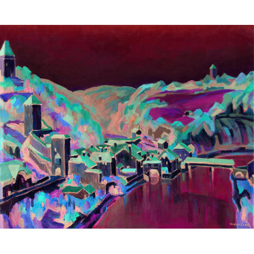LOUIS JOSEPH VONLANTHEN : Vue de Fribourg avec le pont St-Jean (DOBIASCHOFSKY AUKTIONEN AG)