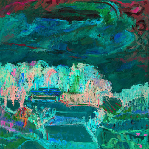 JEAN KRILLE : H�gelige Landschaft in Rosarot (DOBIASCHOFSKY AUKTIONEN AG)