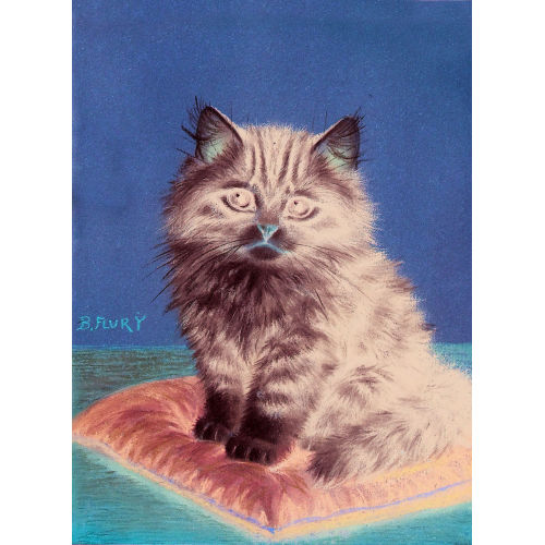BURKHARD (GEN. KATZEN-FLURY) FLURY : K�tzchen auf blauem Kissen (DOBIASCHOFSKY AUKTIONEN AG)