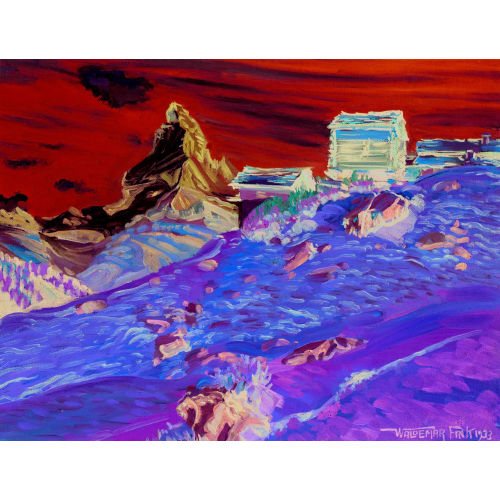 WALDEMAR THEOPHIL FINK : 'H�tten in Stafeln bei Findelen mit Matterhorn' (DOBIASCHOFSKY AUKTIONEN AG)
